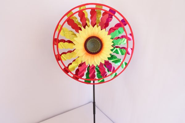 Plastic sunflower windmill